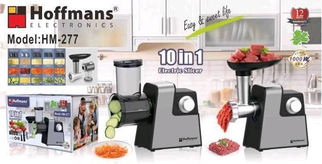 Електром'ясорубка для дому М'ясорубка овочерізка електрична Hoffmans HM-277 1000 W 10 в 1 11232 фото